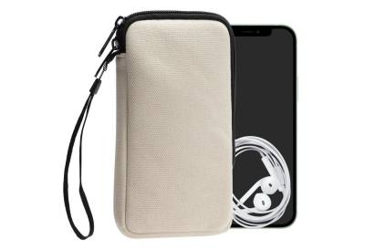 kwmobile Handyhülle Handy Tasche für Smartphones XL - 6,7/6,8 Hülle, Canvas Handyhülle mit Mikrofaser Inlay in Creme" von kwmobile