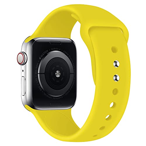 lopolike Kompatibel mit Apple Watch Band 38/40/41 mm für Damen/Herren, weiches Silikon-Armband, Ersatzarmband für iWatch Series 8 SE 7 6 5 4 3 2 1, Yellow von lopolike