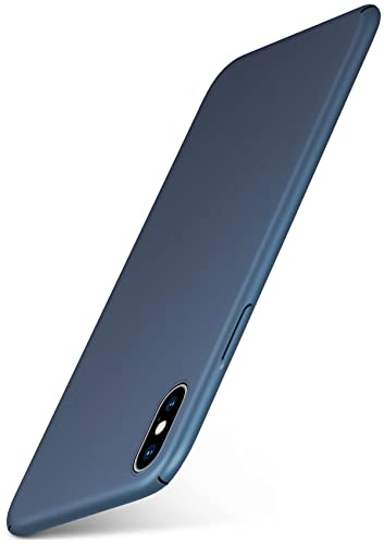 moex Alpha Case für Apple iPhone X/iPhone XS Hülle minimalistisch Stoßfest und Leicht, Dünnste Handyhülle, Super Slim Schutzhülle Ultra Air Hardcase aus Kunststoff - Matt Blau von moex