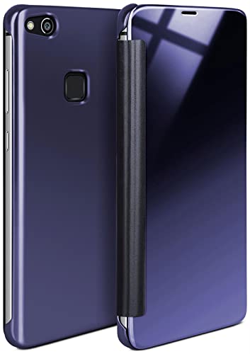 moex Dünne 360° Handyhülle passend für Huawei P10 Lite | Transparent bei eingeschaltetem Display - in Hochglanz Klavierlack Optik, Blau von moex