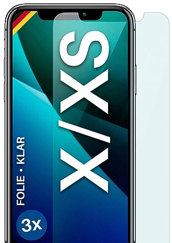 moex FlexProtect Schutzfolie kompatibel mit Apple iPhone X/iPhone XS Displayschutz nur 0.2 mm dünn, Folie für das Display, HD Ultra klar und extra kratzfest - 3 Stück von moex