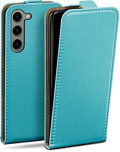moex Flip Case für Samsung Galaxy S23 Plus Hülle klappbar, 360 Grad Rundum Komplett-Schutz, Klapphülle aus Vegan Leder, Handytasche mit vertikaler Klappe, magnetisch - Türkis von moex