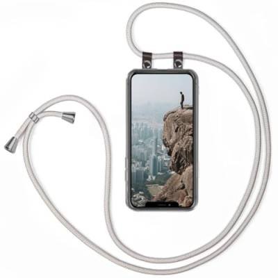 moex Handykette kompatibel mit Apple iPhone 11 Hülle mit Band Längenverstellbar, Handyhülle zum Umhängen, Silikon Case Transparent mit Kordel Schnur abnehmbar in Silber von moex