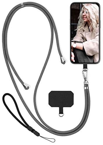 moex Unleash für Nokia 3.4 – Handykette mit Karabiner, Umhängeband schnell abnehmbar – Smartphone Necklace mit Pad für Hüllen, Kette zum Umhängen in Grau von moex