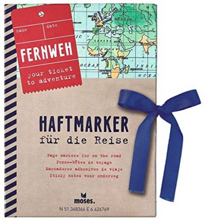 Fernweh Haftmarker | Notizzettel-Set für die Reiseplanung | 250 Sticky Notes Zettelchen im praktischen Büchlein | 5 unterschiedliche Motive in 4 verschiedenen Größen von moses