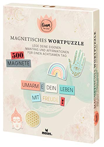 Moses Omm for you Magnetisches Wortpuzzle | Für eigene Mantras und Affirmationen | Magnete für eigene Kühlschrank-Poesie | Magnet-Bögen mit Wörtern, Endungen und Symbolen, Klein von moses