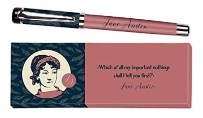 moses. 83356 libri_x Tintenroller Jane Austen, Tintenschreiber aus Metall mit blauer Mine, Bedruckt mit Zitat von Jane Austen, In einer Geschenkbox,1 Stück (1er Pack) von moses