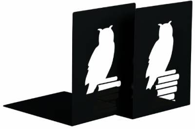 moses. libri_x, Buchstützen-Set Leseeule, 2er-Set Buchständer aus Metall , Zwei schwarze Metall-Buchstützen im Set mit wunderschön ausgestanzten Lese-Eulen, 16 cm x 16 cm x 12,5 cm von moses