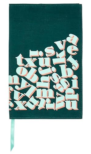 moses. libri_x Buchumschlag mit Lesebändchen Letters, Buchhülle aus Baumwolle, Umschlag für die Lektüre, Größe S Grün von moses