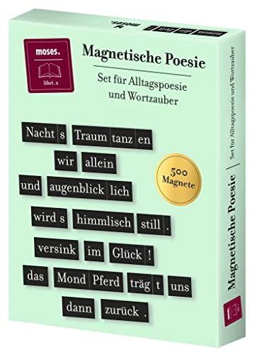 moses. libri_x Magnetische Poesie, Set für Alltagspoesie und Wortzauber, 500 Magnete für Magnettafel, Memoboard oder Kühlschrank von moses