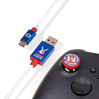 Numskull My Hero Academia LED-USB-Typ-C-Kabel und Daumenstick-Griffe, 1,5 m, Schnellladekabel, kompatibel mit Xbox Series X|S, PlayStation 5, Nintendo Switch von numskull