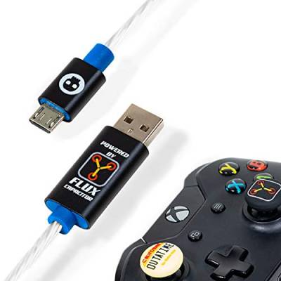 Numskull Official Back to the Future LED Micro USB Cable and Thumb Stick Grips - 1.5M Fast Charging Lead, Xbox One, PS4 DualShock 4 Controller Mod (PS4) von numskull