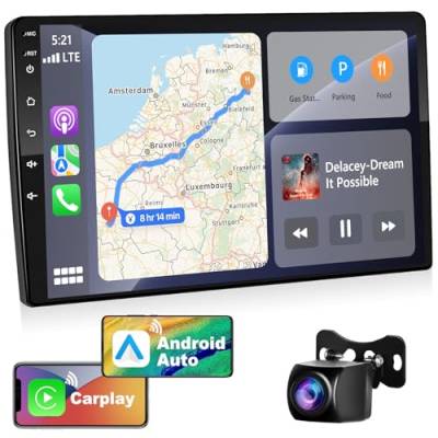 Podofo Autoradio 2 Din mit Wireless Apple Carplay & Android Auto, Android 13 2G+32G Doppel Din Auto Radio mit 9 Zoll Bildschirm GPS/WiFi/Bluetooth/Spiegel-Link/UKW-RDS-Radio/Rückfahrkamera von podofo