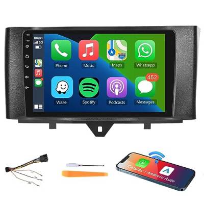 Podofo Carplay Autoradio für Mercedes-Benz Smart 2011-2015, Android 2G+64G HiFi Android Auto, 9" Touchscreen GPS Navi WiFi Bluetooth Freisprechanruf FM RDS USB Auto Radio Player von podofo