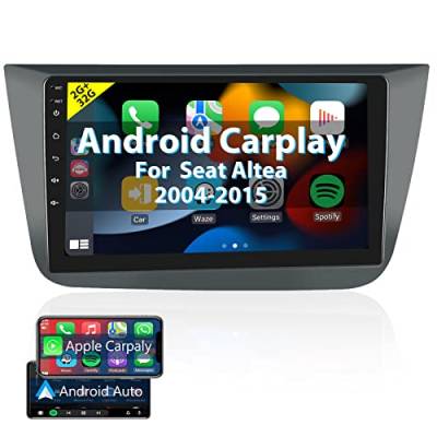 Podofo Carplay Autoradio für Seat Altea 2004-2015(Linkslenker),Android 2G+32G HiFi Android Auto GPS 9" Touchscreen WiFi Bluetooth FM RDS USB Auto Radio Navi für Seat Altea von podofo