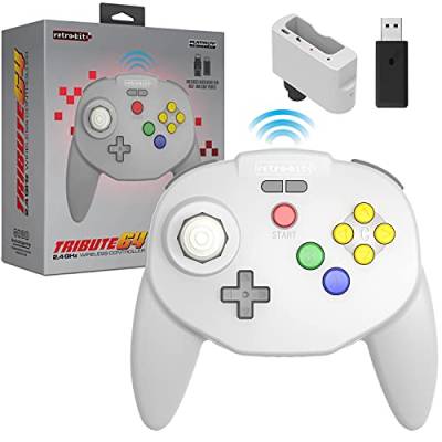 Retro-Bit Tribute64 2.4GHz Wireless Controller for N64SwitchPCMac and other USB devices - Grey [ ] von retro-bit