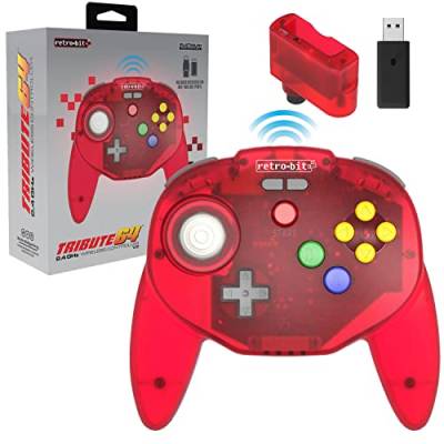 Retro-Bit Tribute64 2.4Ghz Wireless Controller For N64, Switch, PC, Mac and Other USB Devices - Clear Red (Nintendo Switch//) von retro-bit