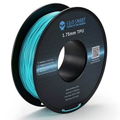 SainSmart Neon Color TPU, 1,75 mm flexibles TPU 3D-Druckerfilament 800 g, Maßgenauigkeit +/- 0,05 mm, Neon Cyan, grünlich-blaue Farbe von sainsmart