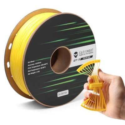 SainSmart TPU-Filament 1,75 mm, GT-3 flexibles 3D-Drucker-Filament für Hochgeschwindigkeitsdruck 500 mm/s, UV-beständig, gelb, 1 kg Spule, Maßgenauigkeit +/- 0,04 mm von sainsmart