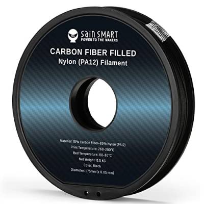 SainSmart ePA12-CF Carbon Faser Nylon Filament 1,75 mm, 0,5 kg, Maßgenauigkeit +/- 0,05 mm, Schwarz von sainsmart