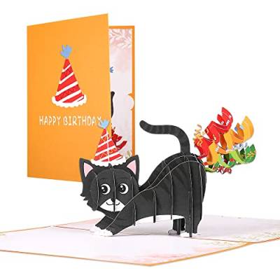 Pop-Up Karte 3d Geburtstagskarte Lustige Happy Birthday Karte Katzen popup karte geburtstag für Frauen Männer Mädchen junge Schwester Freundin Sohn von sdhiiolp