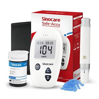 Sinocare Safe-Accu Blutzuckermessgerät mg/dL mit 50 Blutzucker Teststreifen von sinocare