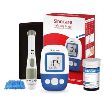 sinocare Safe AQ Angel Blutzuckermessgerät Set mit Teststreifen x25, Teststreifen Blutzucker Stechhilfe Diabetes Test für Zuhause, Schmerzfrei - mg/dL (set x25) von sinocare