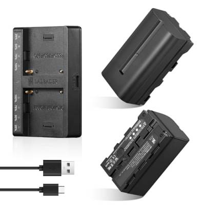 Soonpho 2-Pack Akku NP-F550 Ersatzakku 2 Stück Battery und Dual USB-C Ladegerät für Sony NP-F970 F960 F950 F770 F750 F570 F550 Kompatibel Godox VILTROX Neewer Camcorder/Monitor/Kamera von soonpho