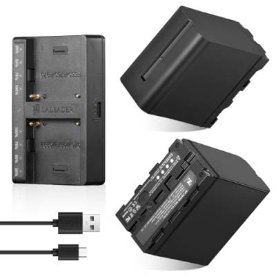 Soonpho 2-Pack Akku NP-F970 Ersatzakku 2 Stück Battery und Dual USB-C Ladegerät für Sony NP-F970 F960 F950 F770 F750 F570 F550 Kompatibel Godox VILTROX Neewer Camcorder/Monitor/Kamera von soonpho