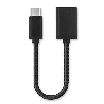 subtel® USB OTG Kabel für Samsung Galaxy Tab S8 S7 S6 S5 S4 S3 / TabPro S/Galaxy Book A 10.5 10.6 / Galaxy Book 12.6 Tablet USB C auf USB A Buchse, Host Anschluss Adapterkabel Aluminium schwarz von subtel