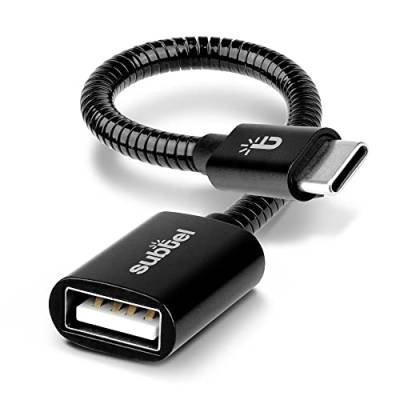 subtel® USB OTG Kabel für Wacom MobileStudio Pro 13, Pro 16 Tablet On The Go Adapter USB C Type C Stecker auf USB A Buchse, Host Anschluss Adapterkabel Aluminium schwarz von subtel