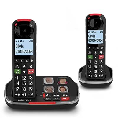 Swissvoice Xtra 2355 Duo schnurloses DECT Großtasten Telefon mit Anrufbeantworter, Zwei Mobilteile, Audio-Boost, Laute Klingeltöne, Hörgerätekompatibel, Anrufschutz von swissvoice