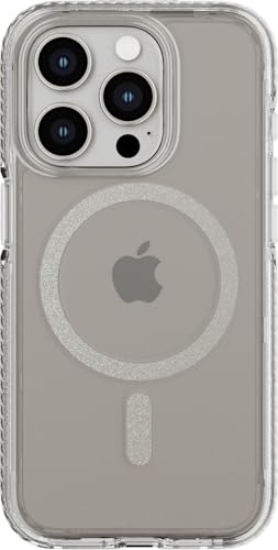 tech21 Evo Crystal Hülle für iPhone 15 Pro - Kompatibel mit MagSafe - Aufprallschutz Case mit 15x Militärstandard Rating - Natürliches Titan von tech21