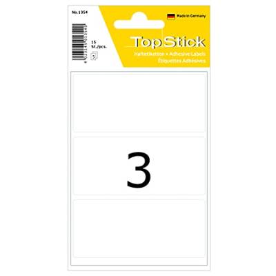 TopStick 1354 Vielzweck-Etiketten groß, 150 Stück, 82 x 36 mm, 3 pro Bogen, selbstklebend, Haushaltsetiketten zum Beschriften, matt, blanko Papier Klebeetiketten Aufkleber, weiß von topstick