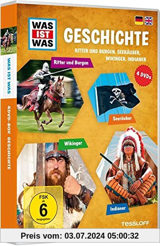 Was ist was: Geschichte - Ritter und Burgen, Seeräuber, Wikinger, Indianer [4 DVDs] von unbekannt
