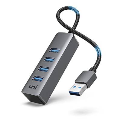 uni USB 3.0 Hub, 4 Port USB 3.0 Daten-Hub-Adapter für Tastatur, Maus, PC, MacBook Air, Mac Pro/Mini, iMac, Surface Pro, XPS, Xbox One, Flash-Laufwerk, Mobile HDD usw.【Alumunim+Nylonkabel】 von uni