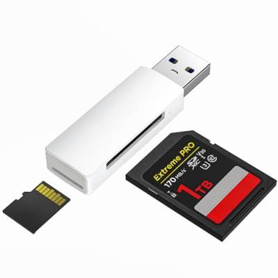 uni USB 3.0 SD/Micro SD Kartenleser, USB SD/TF-Speicherkartenleser, Externe Kartenlesegeräte, für SD, SDXC, SDHC, MMC, RS-MMC, Micro SDXC, Micro SD, Micro SDHC-Karte usw. -Weiß von uni