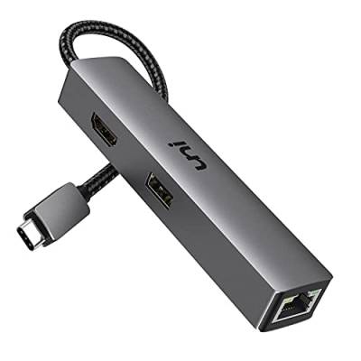 uni USB-C Hub Multiport Adapter 5 in 1 mit 4K HDMI Adapter, USB C Ethernet Adapter, 3*USB 3.0-Anschlüsse, für MacBook Pro/Air, iPad Pro, XPS, Pixelbook u.s.w von uni