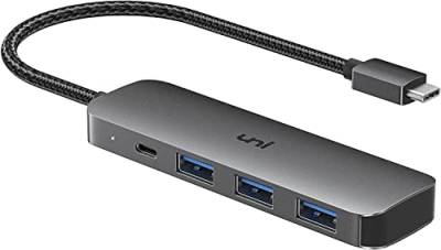 uni USB C Hub mit 100W Power Delivery, 3*USB A Datenports Multiport für MacBook Pro/Air, iPad Pro/Air, Surface Go, XPS, Pixelbook und mehr Type C Geräten von uni