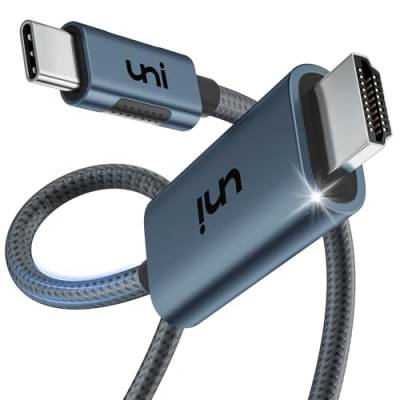 uni USB C auf HDMI 2.1 Kabel [8K@60Hz, 4K@144Hz] 1.8m, Thunderbolt 4 zu HDMI Kabel mit HDCP 2.3, für HDR-Fernseher/Monitor, iPhone 15 Pro Max, Mac Studio, MacBook Pro/Air, iPad Pro, Surface Book 3 von uni