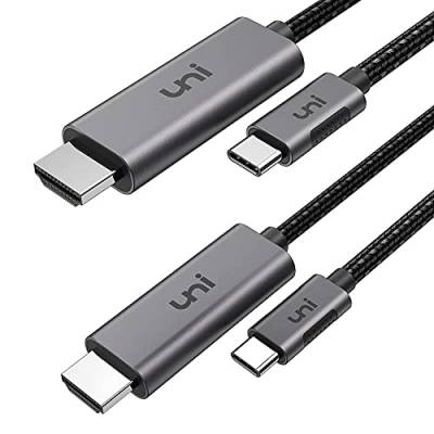 uni USB C auf HDMI Kabel 1,8m [4K@60Hz],Thunderbolt 3/4 kompatibel, Typ-C zu HDMI für iPhone 15 Pro/Pro Max, MacBook iPad Pro/Air, iMac, Surface Book 2, Samsung S23, Pixelbook usw. - 2Pcs von uni