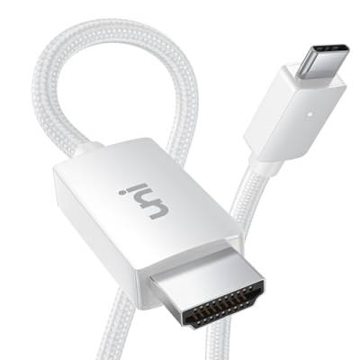 uni USB C auf HDMI Kabel 4K30Hz für MacBook Pro 2018/2017, MacBook Air/iPad Pro 2018, Samsung Galaxy S23/S10/S9, Surface Book usw.-0,9m Weiß von uni
