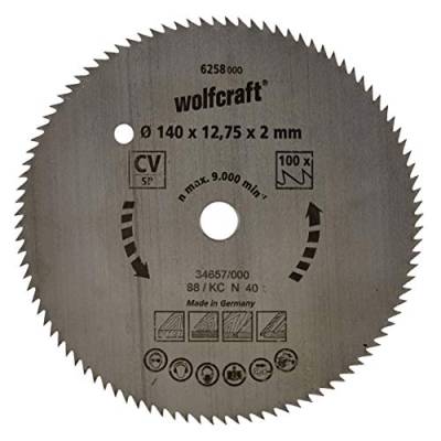 wolfcraft 6258000 | Handkreissägeblatt CV | Serie blau | 100 Zähne | ø140mm von wolfcraft