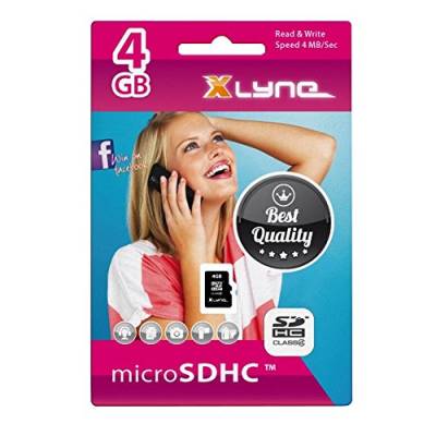 XLYNE micro-SDHC-Speicherkarte mit Adapter │ 4 GB │ Class 4 │ microSD-Karte, Flash Memory, Secure Digital von xlyne
