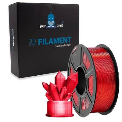 yourDroid PLA Filament Transparent Rot 1.75mm 1kg von your droid