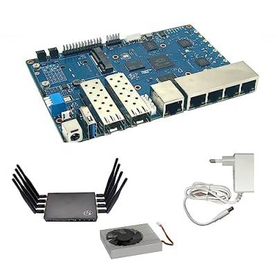youyeetoo BPI-R3 Router-Entwicklungsplatine mit MediaTek MT7986, 8G EMMC-Speicher, 2X SFP 2,5GbE / 5X RJ45 GbE (mit Metallgehäuse, Netzteil, integriertem Kühllüfter) von youyeetoo