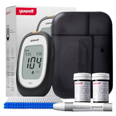 yuwell Blutzuckermessgerät Set mit Teststreifen x 50 und Lanzetten x 50, Zuckermessgerät zur Selbstkontrolle des Blutzuckers bei Diabetes, Ideal für den Heimgebrauch (Modell 660) von yuwell