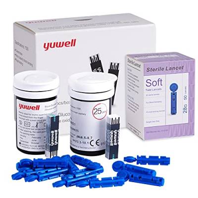 yuwell Blutzuckerteststreifen zur Modell 582&710, 50 Stück (inklusive Streifen und Lanzetten) von yuwell