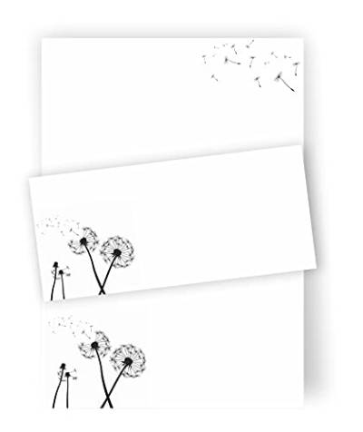Briefpapier Pusteblume DIN A4 I Set Briefpapier/Umschläge von zartbesaitet.com Schöne Produkte aus Papier