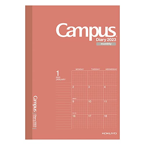 Kokuyo NE-CMSR-A5-23 Campus Diary Notizbuch 2023 Monatliches Notizbuch A5 Raster liniert rot Begins Dezember 2022 von コクヨ(KOKUYO)